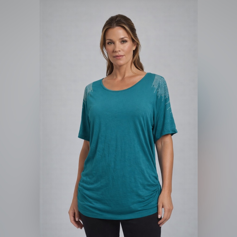 Espresso Turquoise Relaxed Short Sleeve Tee